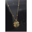 Gold Kaplama Altın Renk Top Zincir Nazar Boncuklu Yonca Bijuteri Kolye Gold Kaplama Altın Renk Top Zincir Nazar Boncuklu Yonca Bijuteri Kolye