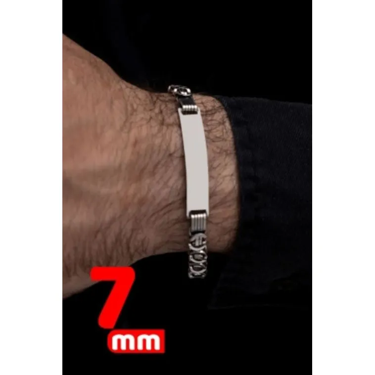 Erkek Gümüş Bileklik - 7 mm Isim Yazılan Gümüş Erkek Bileklik Künye Oksitli Euro Kral Model Erkek Gümüş Bileklik - 7 mm Isim Yazılan Gümüş Erkek Bileklik Künye Oksitli Euro Kral Model
