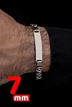Erkek Gümüş Bileklik - 7 mm Isim Yazılan Gümüş Erkek Bileklik Künye Oksitli Euro Kral Model