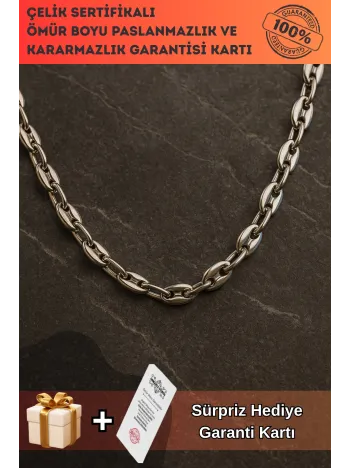 Erkek Çelik Kolye - Kalın Gemici Zincir Model Parlak Ömür Boyu Paslanmaz Kararmaz Dayanıklı Tasarım