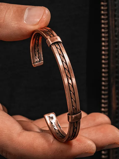 Kadın Erkek Saf Bakır Bileklik Hasır Model Metal Kutu Doğal Taşlar