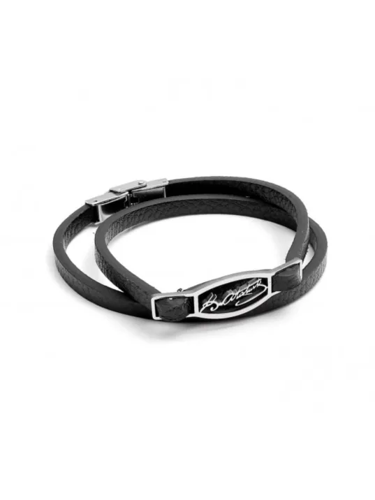 Erkek Çelik Bileklik - Atatürk İmzalı Deri Kenarlı Bileklik