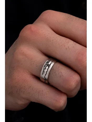 Hayat Ağacı Kadın Erkek Gümüş Tek Alyans Yüzük