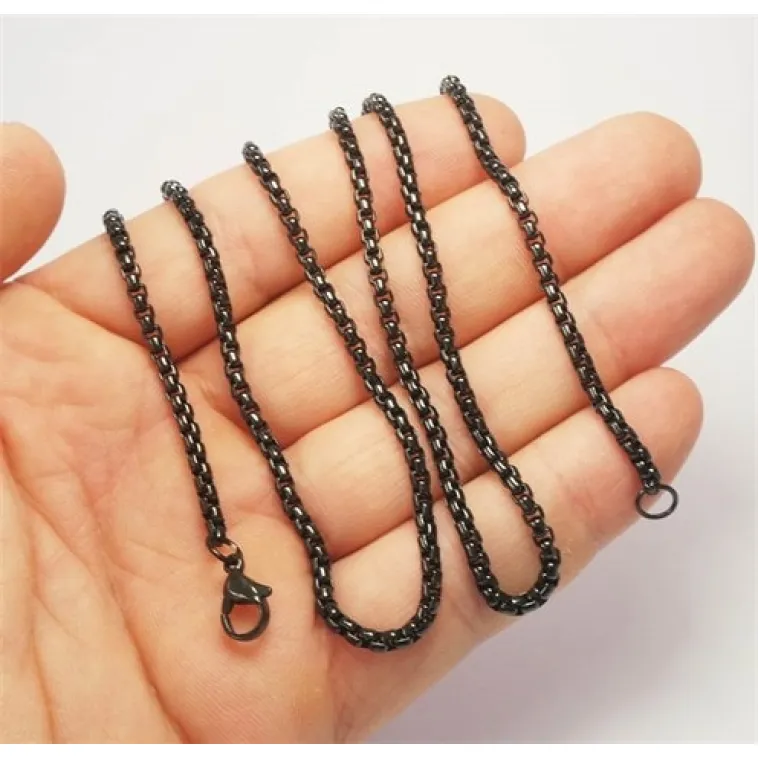Kalın Siyah Polo Model Erkek Çelik Kolye Kalın Siyah Polo Model Erkek Çelik Kolye