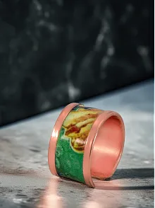 Kadın Bakır Yüzük - Ester Model Özel Baskı Metal Kutu Ve Kuvars Taşı
