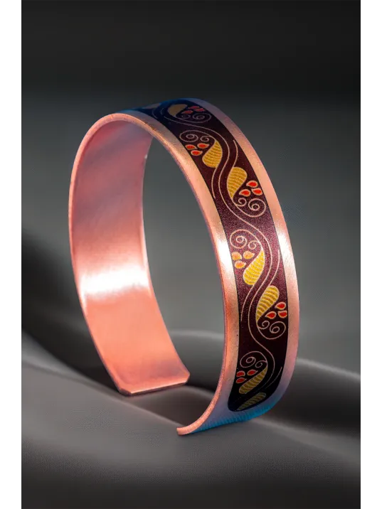 Kadın Bakır Bileklik - Sonbahar Model Özel Baskı Metal Kutu Ve Kuvars Taşı Kadın Bakır Bileklik - Sonbahar Model Özel Baskı Metal Kutu Ve Kuvars Taşı