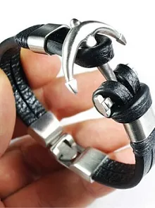 HAKİKİ DERİ ÇELİK ÇAPA ERKEK BİLEKLİK KÜNYE ÜST DÜZEY KALİTE