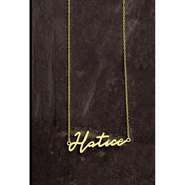 Kadın Gümüş Kolye - Altın Kaplama Hatice Yazılı 925 Ayar Gümüş Kadın Kolye Kadın Gümüş Kolye - Altın Kaplama Hatice Yazılı 925 Ayar Gümüş Kadın Kolye