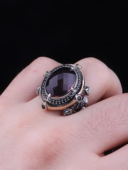 Islam Usta Tasarımı Zultanit Taşlı Gümüş Erkek Yüzük