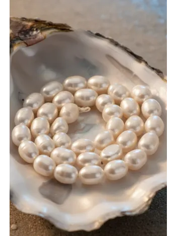 Gerçek Dizi İnci - 9mm Doğal Beyaz Yanar Dönerli Tatlısu Yuvarlak İnci Takı Yapım Malzemesi