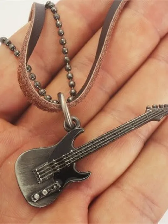 Gitar Erkek Deri Kolye Gitar Erkek Deri Kolye