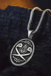 Erkek Gümüş Kolye - Oval Çift Vav Sembollü Erkek Gümüş Kolye