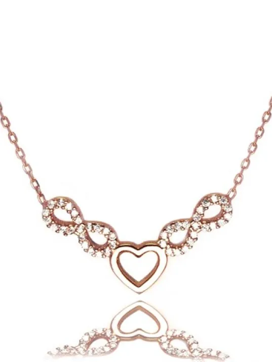 Gümüş Bayan Sonsuzluk Kalp Kolye