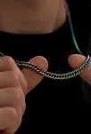 Erkek Kolye - Gurmet Model Erkek Çelik Kolye - Alacalı Renk - 6 Mm Kalınlık - Paslanmaz Çelik