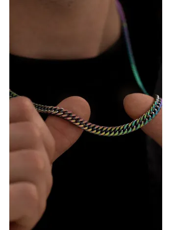 Erkek Kolye - Gurmet Model Erkek Çelik Kolye - Alacalı Renk - 6 Mm Kalınlık - Paslanmaz Çelik