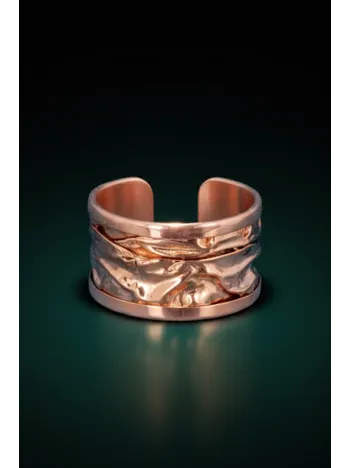 Kadın Bakır Yüzük - Bej Sonbahar Işıltısı Model Bakır Kadın Kolye Yüzük