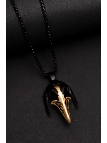 Erkek Kolye - Kuzgun Kafası Model Erkek Çelik Kolye - 316 L Paslanmaz Çelik