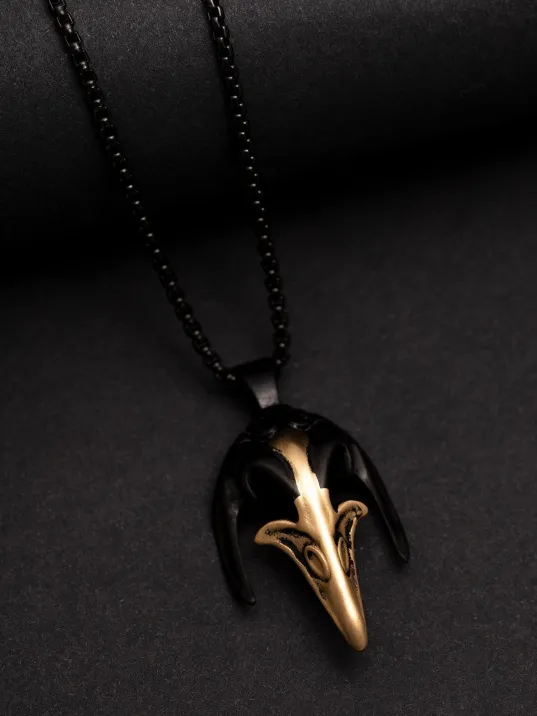 Erkek Kolye - Kuzgun Kafası Model Erkek Çelik Kolye - 316 L Paslanmaz Çelik