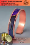 Kadın Bakır Bileklik - Laura Model Özel Baskı Metal Kutu Ve Kuvars Taşı