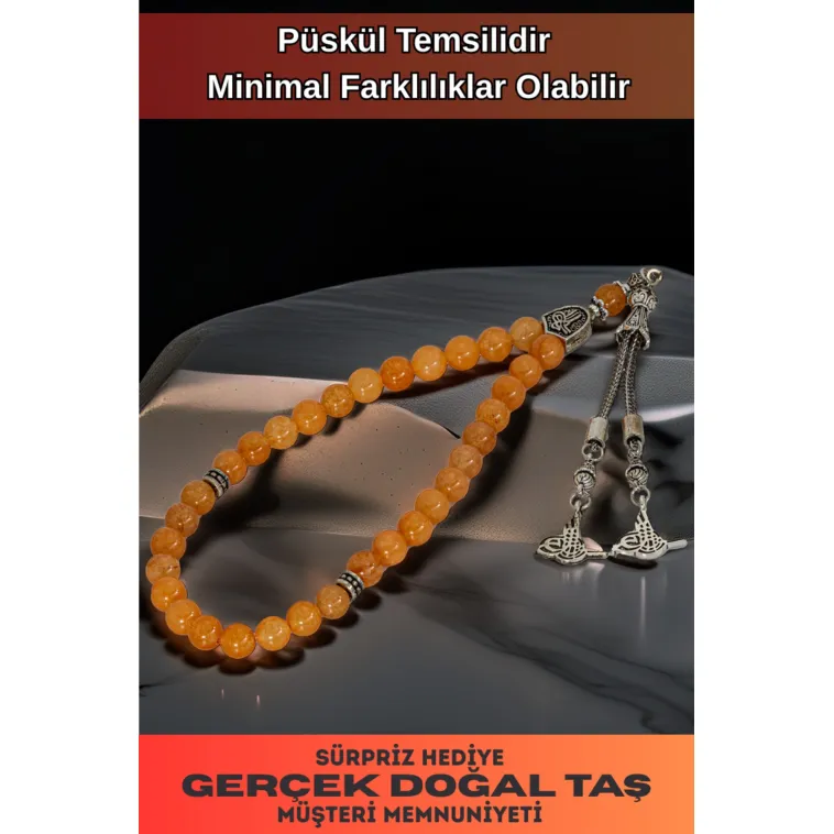 Erkek Doğal Taş Tespih - Doğal Turuncu Akik Taşlı Ortaboy Tesbih Erkek Doğal Taş Tespih - Doğal Turuncu Akik Taşlı Ortaboy Tesbih