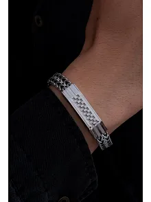 Erkek Çelik Bileklik - Bukle Model Çift Sıra Örüm Zincir Çelik Bileklik Erkek Çelik Bileklik - Bukle Model Çift Sıra Örüm Zincir Çelik Bileklik