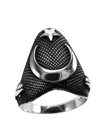 Zihgir Okçu Erkek Yüzüğü Ay Yıldız Model