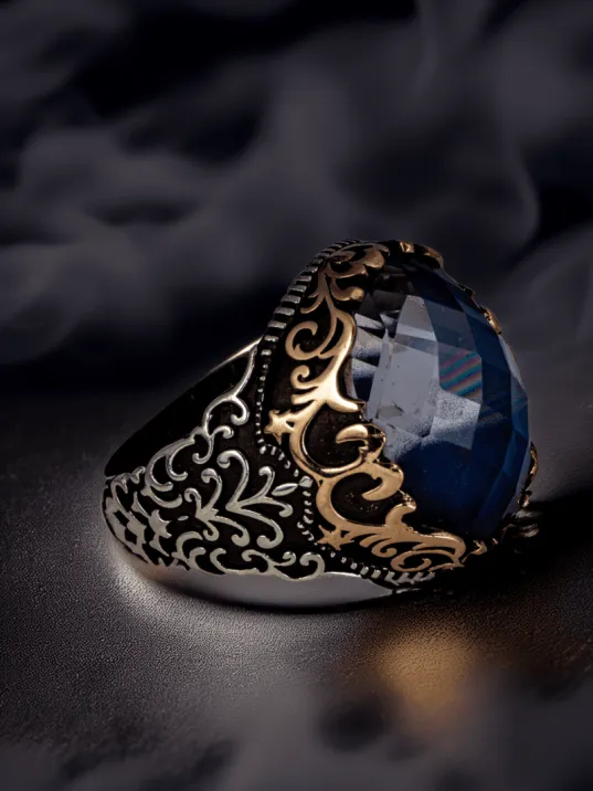 Erkek Renk Değiştiren Zirkon Taşlı İnce Kibar 925 Ayar Gümüş Yüzük