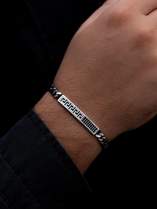 Erkek Gümüş Bileklik - Grek Desenli Gurmet Zincirli Gümüş Bileklik Erkek Gümüş Bileklik - Grek Desenli Gurmet Zincirli Gümüş Bileklik