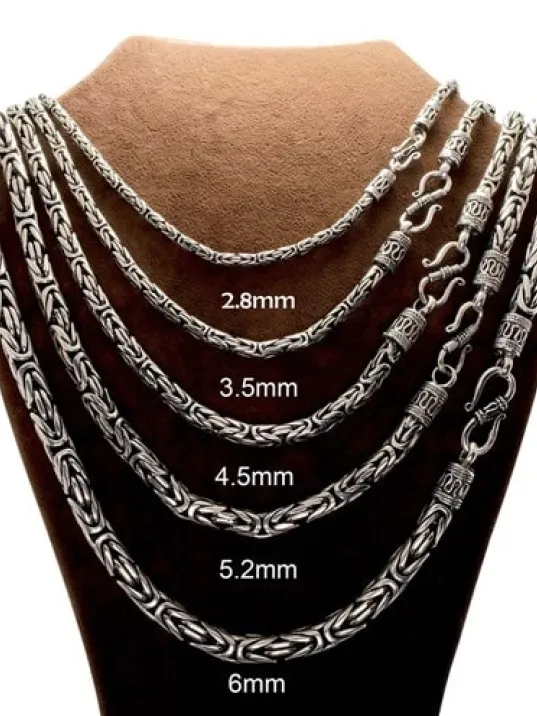 Kancalı Gümüş Kral Erkek Kolye Zincir İtalyan Model