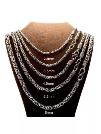 Kancalı Gümüş Kral Erkek Kolye Zincir İtalyan Model