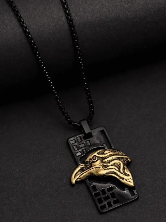 Erkek Çelik Kolye - Kartal Kafası Motifli Çelik Kolye