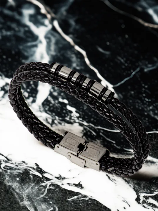 Erkek Çelik Bileklik - Çift Sıra Örgü Model Bileklik