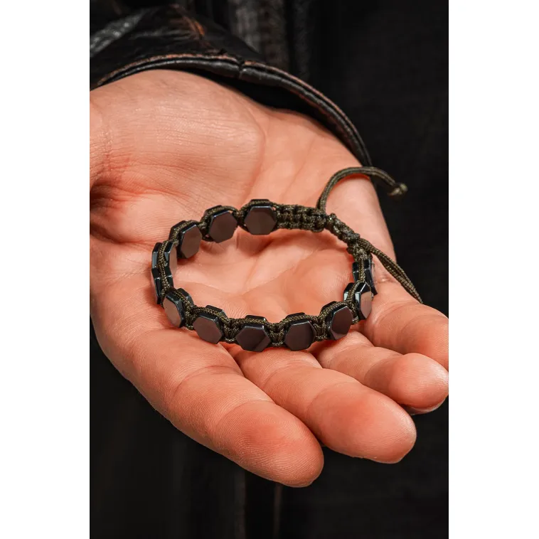 Erkek Kadın Doğal Taş Bileklik - Siyah Hematit Doğal Taşlı Yeşil Makrome Model Unisex Bileklik Erkek Kadın Doğal Taş Bileklik - Siyah Hematit Doğal Taşlı Yeşil Makrome Model Unisex Bileklik