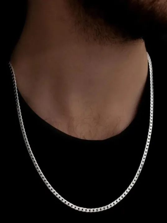 Erkek Gümüş Kolye - 925 Ayar Ezme Gurmet Gümüş Kolye 4mm