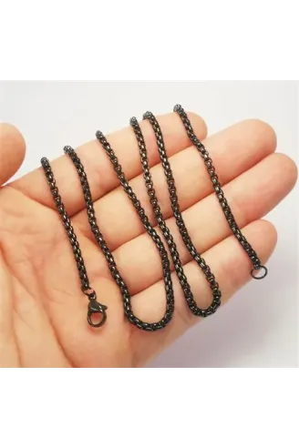 İnce Siyah Polo Model Erkek Çelik Kolye