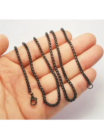 İnce Siyah Polo Model Erkek Çelik Kolye