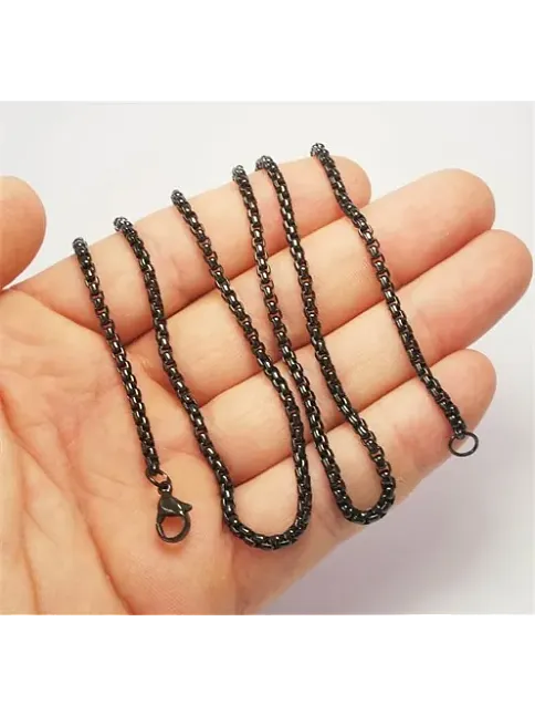 İnce Siyah Polo Model Erkek Çelik Kolye
