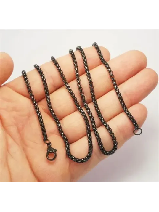 İnce Siyah Polo Model Erkek Çelik Kolye