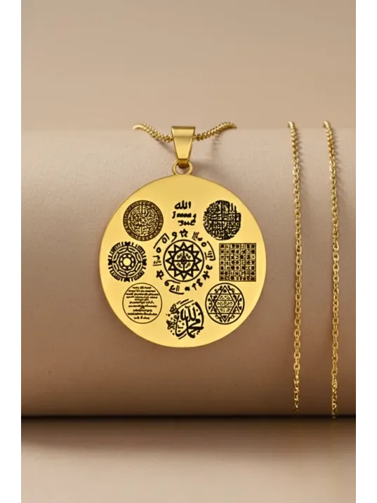 12 Dualı Altın Kaplama Çift Taraflı Koruyucu Zırh Kolyesi Celcelütiye , Nazar Duası , Rufai Gülü 12 Dualı Altın Kaplama Çift Taraflı Koruyucu Zırh Kolyesi Celcelütiye , Nazar Duası , Rufai Gülü