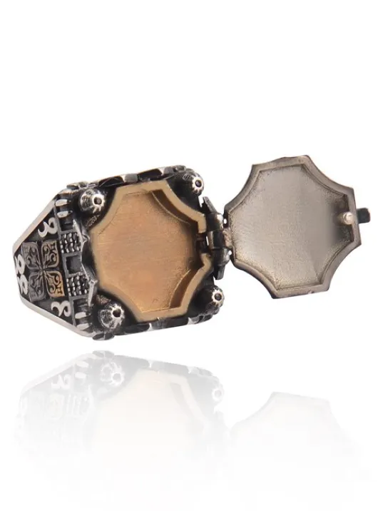 Kubbe Tasarım Model 2 İçi Açılabilen Erkek 925 Ayar Gümüş Yüzük GYZCAMİOSMN-GMS