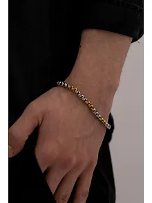 Ottoman 5.5mm Polo Gümüş-Altın  Renk  Erkek Bileklik Künye İnce Model