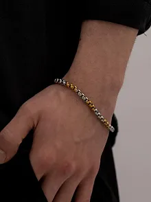Ottoman 5.5mm Polo Gümüş-Altın  Renk  Erkek Bileklik Künye İnce Model