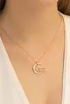 Kadın Gümüş Kolye - Zirkon Taşlı Rose Kemal Atatürk Imzalı Ay Yıldız Gümüş Kolye Gklayyldzm4-ros