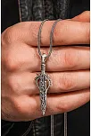 Erkek 925 Ayar Gümüş Viking Kılıcı Kolye Spartalı Savaşçı Temalı Özel Tasarım