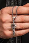 Erkek 925 Ayar Gümüş Viking Kılıcı Kolye Spartalı Savaşçı Temalı Özel Tasarım