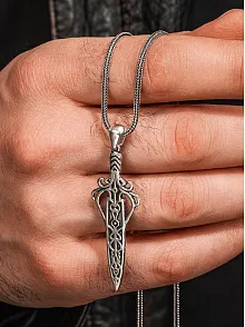Erkek 925 Ayar Gümüş Viking Kılıcı Kolye Spartalı Savaşçı Temalı Özel Tasarım