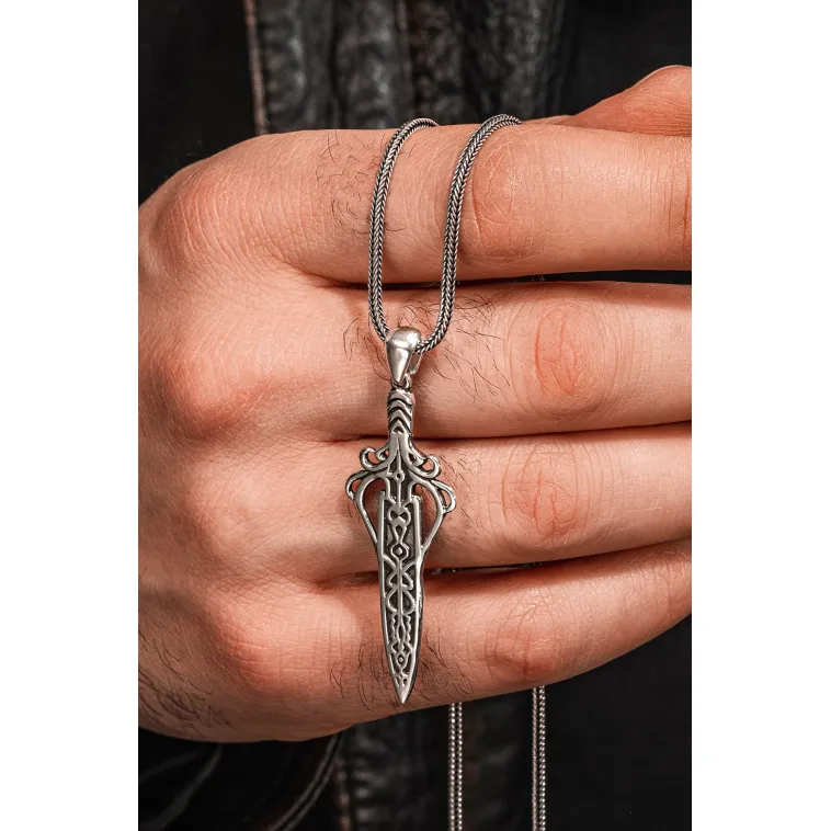 Erkek 925 Ayar Gümüş Viking Kılıcı Kolye Spartalı Savaşçı Temalı Özel Tasarım Erkek 925 Ayar Gümüş Viking Kılıcı Kolye Spartalı Savaşçı Temalı Özel Tasarım