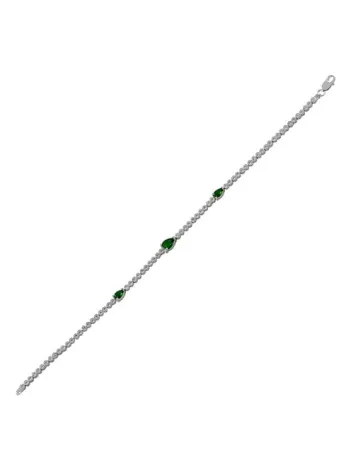 Berva Zümrüt Taşlı Su Yolu Bayan Gümüş Bileklik