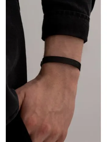 Siyah Örme Çelik Erkek Bileklik