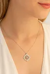 Kadın Gümüş Kolye - Zirkon Taşlı Pusula Motifli Gümüş Kolye